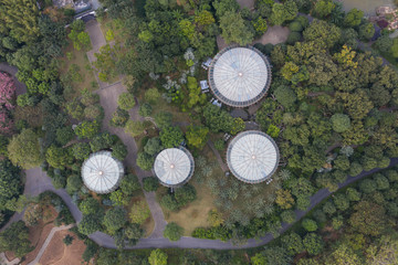 Aerial view of the rotunda in the woods of the forest park