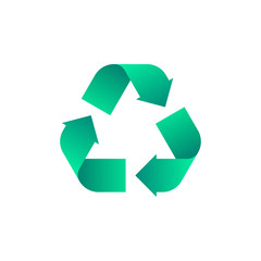 Obraz premium Green recycle icon in trendy flat style isolated on white background. Vector