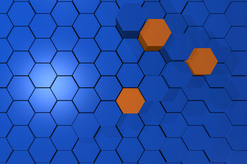 multiple hexagon 3d illustration