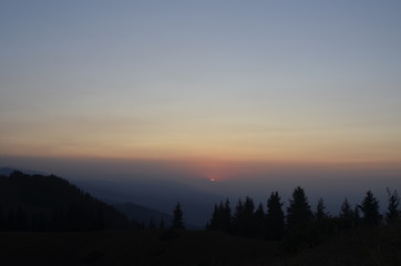 sunset in mountains