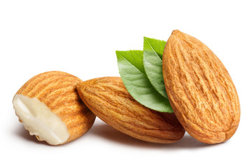Delicious almonds, isolated on white