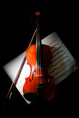 Fototapeta premium Instrument Violin on black background