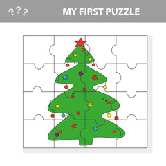Puzzle Christmas Tree - vector illustration for kids