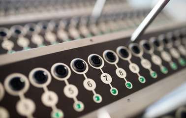 Panel with numbered round buttons and inputs