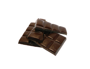 black chocolate isolated on white background
