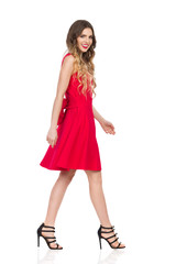 girl in red dress