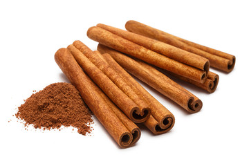 Delicious cinnamon, isolated on white background
