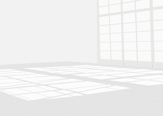 Empty white room with sun light.Vector illustration.