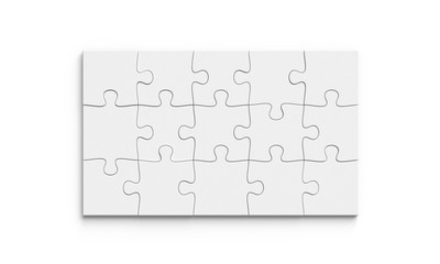 White puzzle mockup 3x5. 3d illustration
