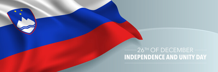 Slovenia independence and unity day vector banner, greeting card