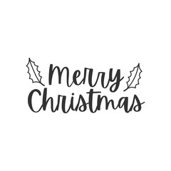 Merry Christmas black hand written lettering phrase
