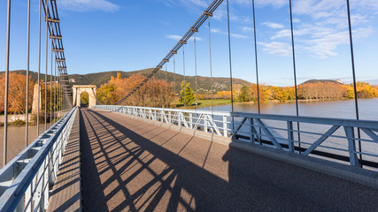 The Robinet bridge, Donzere, suspension bridge over the Rhône