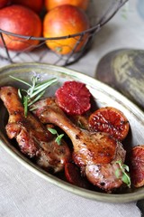 with red orange recipe. chicken with red orange. The second dish. canned stewed meat. orange Sicilian. keto recipe