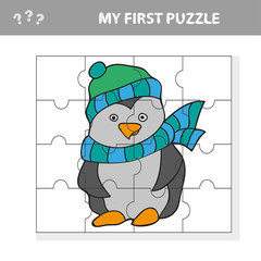 A vector illustration of penguin puzzle for prescholl kids - my first puzzle