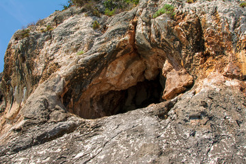 cave in the wall