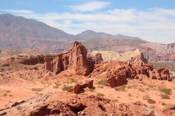 Fototapeta na wymiar Sublime landscape of red rocks, Quebrada de las Conchas, Argentina
