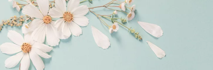 Foto op Aluminium white flowers on paper background © Maya Kruchancova