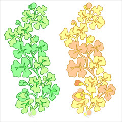 Leafy vertical ornament in green and yellow colors