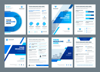 Abstract flat background blue brochures annual reports covers or brochures flyers design templates set vector illustration