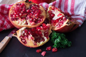 natural ripe pomegranate, red fruits