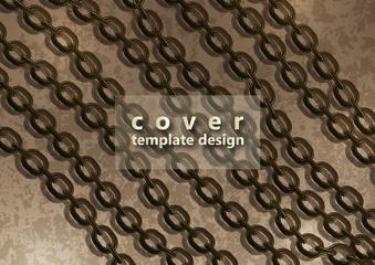 Abstract steel chain on a background with a texture. Trendy design cover template.