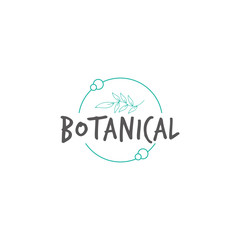 Botanical Logo Template elegant, hand drawn, leaf, simple, wedding, spa and beauty salon, boutique, organic shop