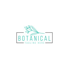 Botanical Logo Template elegant, hand drawn, leaf, simple, wedding, spa and beauty salon, boutique, organic shop