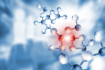 abstract 3d image of dna chain on blurred background closup.Gene mutation