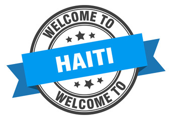 Fototapeta premium Haiti stamp. welcome to Haiti blue sign