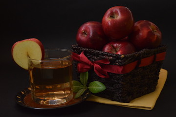 Red Apples With Glass Of Apple Juice