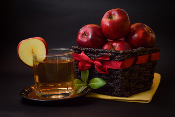 Red Apples With Glass Of Apple Juice
