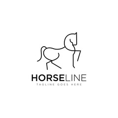 horeline logo, with elegance line art horse vector