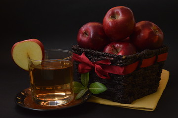 Red Apples With Glass Of Apple Juice