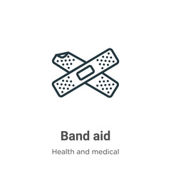 Band aid outline vector icon. Thin line black band aid icon, flat vector simple element illustration from editable health and medical concept isolated on white background