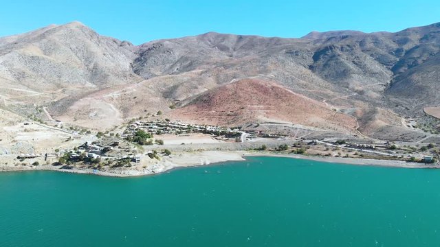 Andean Mountains, Reservoir Puclaro Lake, Elqui Valley Vicuna Chile, aerial view