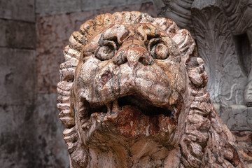 Horrible gothic stone lion