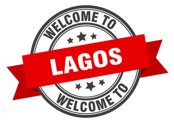Lagos stamp. welcome to Lagos red sign
