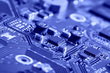 Electronic circuit board close up.