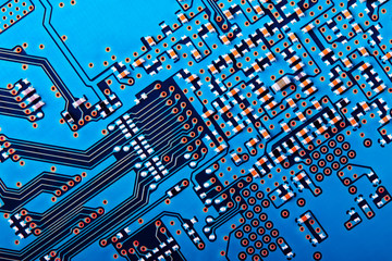 Electronic circuit board close up.