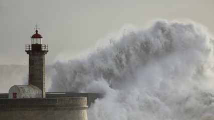 Big stormy sea waves splash