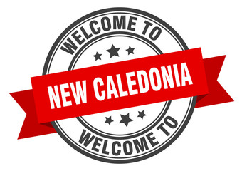 Fototapeta premium New Caledonia stamp. welcome to New Caledonia red sign