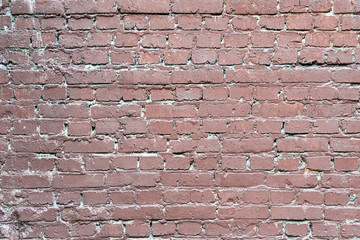Wall texture of old brown rough brick. Grunge surface background. Vintage brickwall.