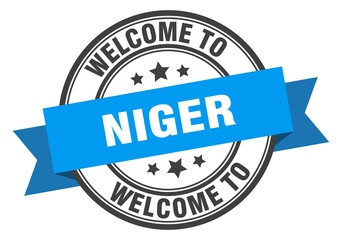 Niger stamp. welcome to Niger blue sign