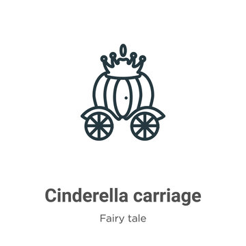 Cinderella carriage outline vector icon. Thin line black cinderella carriage icon, flat vector simple element illustration from editable fairy tale concept isolated on white background