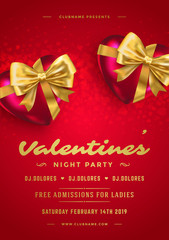 Fototapeta na wymiar Valentines day party flyer or poster design template invitation or greeting card vector illustration