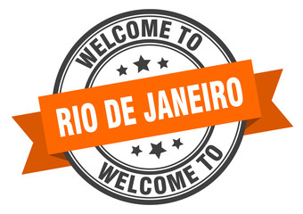 Rio De Janeiro stamp. welcome to Rio De Janeiro orange sign