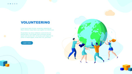 Trendy flat illustration. Volunteering page concept. Save the planet. Teamwork metaphor concept. Globalisation. Template for your design works. Vector graphics.