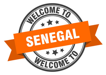 Senegal stamp. welcome to Senegal orange sign