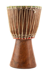 Ethnic musical percussion instrument. African drum isolated on white background