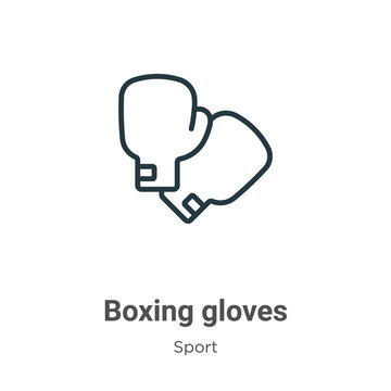 Boxing gloves outline vector icon. Thin line black boxing gloves icon, flat vector simple element illustration from editable sport concept isolated on white background